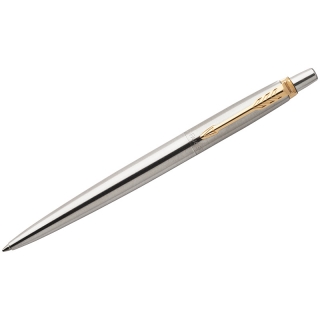 Ручка шариковая Parker "Jotter Stainless Steel GT" синяя, 1,0мм, кнопочный механизм, подарочная упаковка