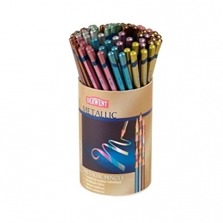 Набор цветных акварельных карандашей Derwent Metallic, 72 шт. (12 цветов х 6 шт.) в тубусе