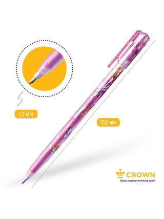 Ручка гелевая Crown "Glitter Metal Jell" красная с блестками, 0,8мм