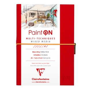 Скетчбук для смешанных техник Clairefontaine "Paint'ON", 250г/м2, легкое зерно, 32л., А5, на сшивке