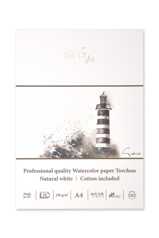 Альбом для акварели SM-LT Art Watercolor 250г/м2 (содержит хлопок) А4 10 листов Торшон склейка по одной стороне