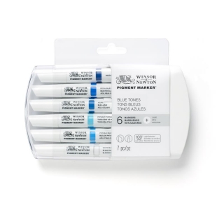 Набор маркеров Winsor&Newton Pigment Marker 6шт., оттенки голубого