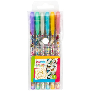 Набор гелевых ручек ArtSpace "Бабочки", 6цв., 1,0мм, металлик, ПВХ чехол