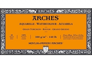 Блок для акварели Arches 300г/кв.м (хлопок) 15*30см 20л Торшон, склейка