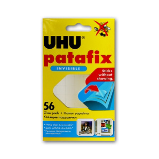 Многоразовые прозрачные клеевые подушечки для гладких поверхностей UHU PATAFIX  Invisible, 56 шт. в упаковке