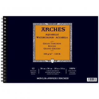 Альбом для акварели Arches 300г/кв.м (хлопок) 26*36см 12л Торшон, склейка