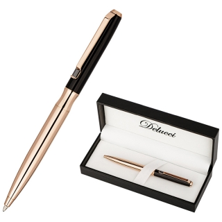 Ручка шариковая Delucci "Evento", синяя, 1мм, цвет корпуса - чёрный/золото, поворот., подар.уп.