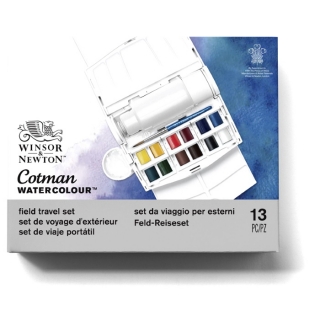Акварель Winsor&Newton "Cotman Field Plus", 12 мал. кюв. с аксессуарами в пласт. коробке