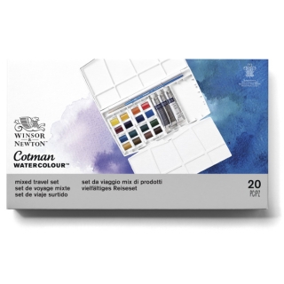 Акварель Winsor&Newton "Cotman Plus", 16 мал. кюв., 3 тубы + кисть и палитра