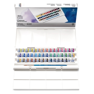Акварель Winsor&Newton "Cotman", 45 цв, мал кюв, в пласт.коробке