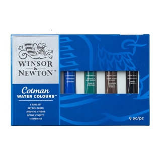 Акварель художественная Winsor&Newton "Cotman" для начинающих, 6 цв., туба 8 мл, картон. коробка
