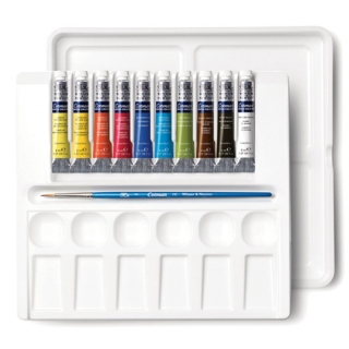 Акварель художественная в тубах Winsor&Newton "Cotman Palette Set", 10 цветов c аксессуарами