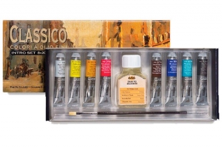 Набор масляных красок Maimeri CLASSICO 8 цветов по 20 мл, кисть, льняное масло