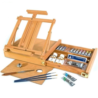 Художественный набор Maimeri Classico масляные краски 14 цв., разбавители, кисти, масленка, мастихин, палитра, в деревянном кейсе