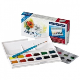 Набор акварельных красок Daler Rowney Aquafine Компактный, 12 цветов, в кюветах