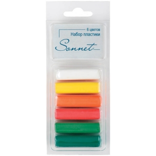 Набор пластики для лепки Сонет "Фруктовые цвета", 6 цветов, 120г, блистер