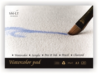 Альбом для акварели SM-LT Art Watercolor 260г/м2 (содержит хлопок) А3 20л склейка по одной стороне