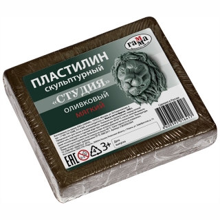 Пластилин скульптурный Гамма "Студия", оливковый, мягкий, 500г