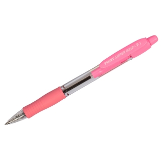 Ручка шариковая автоматическая Pilot "Super Grip" синяя, 0,7мм, толщина линии 0,32 мм, розовый грип