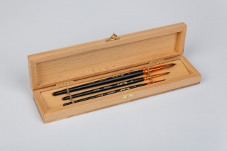 Набор кистей Roubloff №6 колонок круглые 3 штуки в деревянной шкатулке