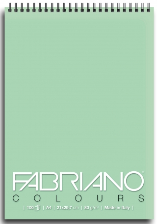 Блокнот для зарисовок Fabriano Colours 80г/м.кв 21x29,7см Аквамарин 100л спираль по короткой стороне