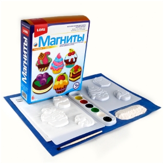 Набор для изготовления магнитов из гипса Lori "Пирожные", картонная коробка