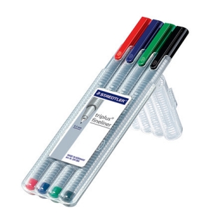 Набор капиллярных ручек Triplus, 4 цвета, пенал-подставка