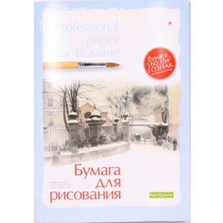 Бумага для рисования Альт, 20 листов, А3, 160 г/м2, профессиональная серия для графики, гуаши, акрила