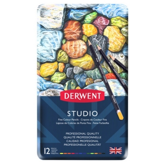 Набор цветных карандашей Derwent Studio 12 цветов, металлический пенал