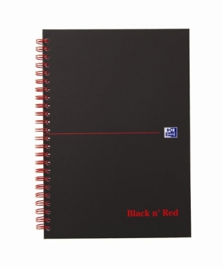 Блокнот Oxford Black n Red A5 клетка 70л двойная спираль твердая обложка