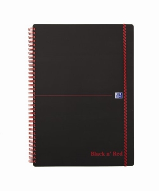 Блокнот Oxford Black n Red A4 PP линейка 70л двойная спираль пластиковая обложка