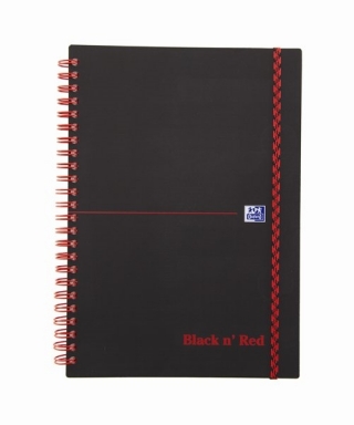 Блокнот Oxford Black n Red A5 PP клетка 70л двойная спираль пластиковая обложка