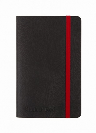 Блокнот Oxford Black n Red A6 72л фиксирующая резинка карман мягкая обложка