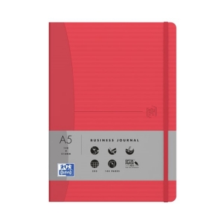 Блокнот Oxford Office Signature A5 линейка 72л фикс.резинка карман мягкая полипроп.обложка красный