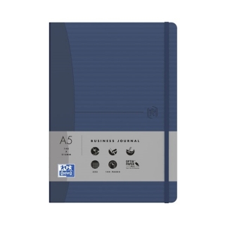 Блокнот Oxford Office Signature A5 72л клетка фиксирующая резинка твердая обложка синий