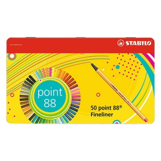 Набор капиллярных ручек Stabilo Point 88, 50 цветов, металлический пенал