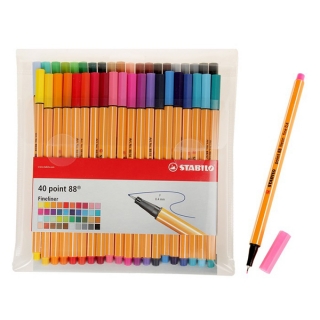 Набор капиллярных ручек Stabilo Point 88 для письма, рисования и черчения, 40 цветов