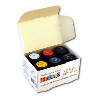 Акриловые краски по стеклу и керамике Decola НЕВСКАЯ ПАЛИТРА, набор 6 цветов по 20 мл