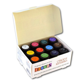 Акриловые краски по стеклу и керамике Decola НЕВСКАЯ ПАЛИТРА, набор 12 цветов по 20 мл