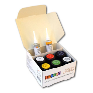 Набор акриловых красок по стеклу Decola НЕВСКАЯ ПАЛИТРА, 5 цв.*20 мл, 2 контура, разбавитель