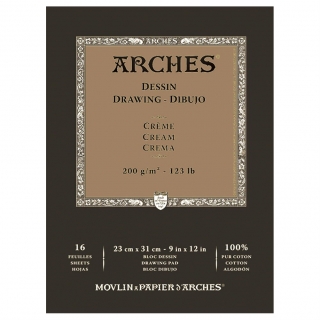 Блок для графики Arches Traditionnel 200г, 23*31см 16л Среднее зерно, склейка