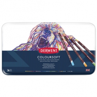 Набор цветных карандашей Derwent Coloursoft 36 цветов, металлический пенал