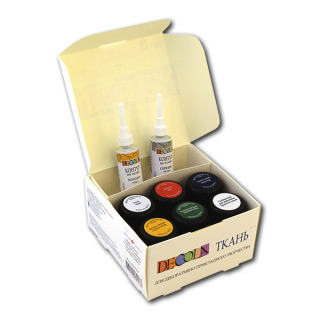 Набор акриловых красок по ткани Decola НЕВСКАЯ ПАЛИТРА 5 цветов*20 мл, 2 контура и разбавитель