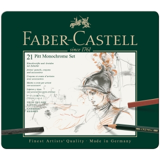 Художественный набордля графики Faber-Castell "Pitt Monochrome", 21 предмет, металлическая коробка