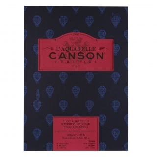 Альбом для акварели Canson Heritage 300г/кв.м (хлопок) 26*36см 12листов Сатин склейка по короткой стороне