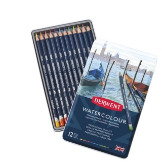 Набор акварельных карандашей Derwent Watercolour 12 цветов, металлический пенал