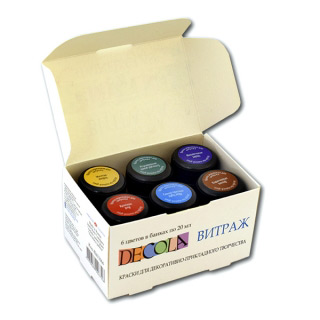 Акриловые краски для витражей и росписи по стеклу Decola НЕВСКАЯ ПАЛИТРА, 6 цв