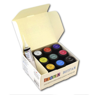 Набор акриловых красок для витражей и росписи по стеклу Decola Невская Палитра, 9 цв. и контур