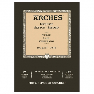 Блок для графики Arches Esquisse 105г/кв.м 23*31см 20листов Верже склейка по 1 стороне