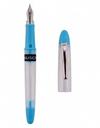 Ручка перьевая Manuscript Clarity Hand Lettering прозрачный корпус с синими вставками + 2 черных картриджа в блистере